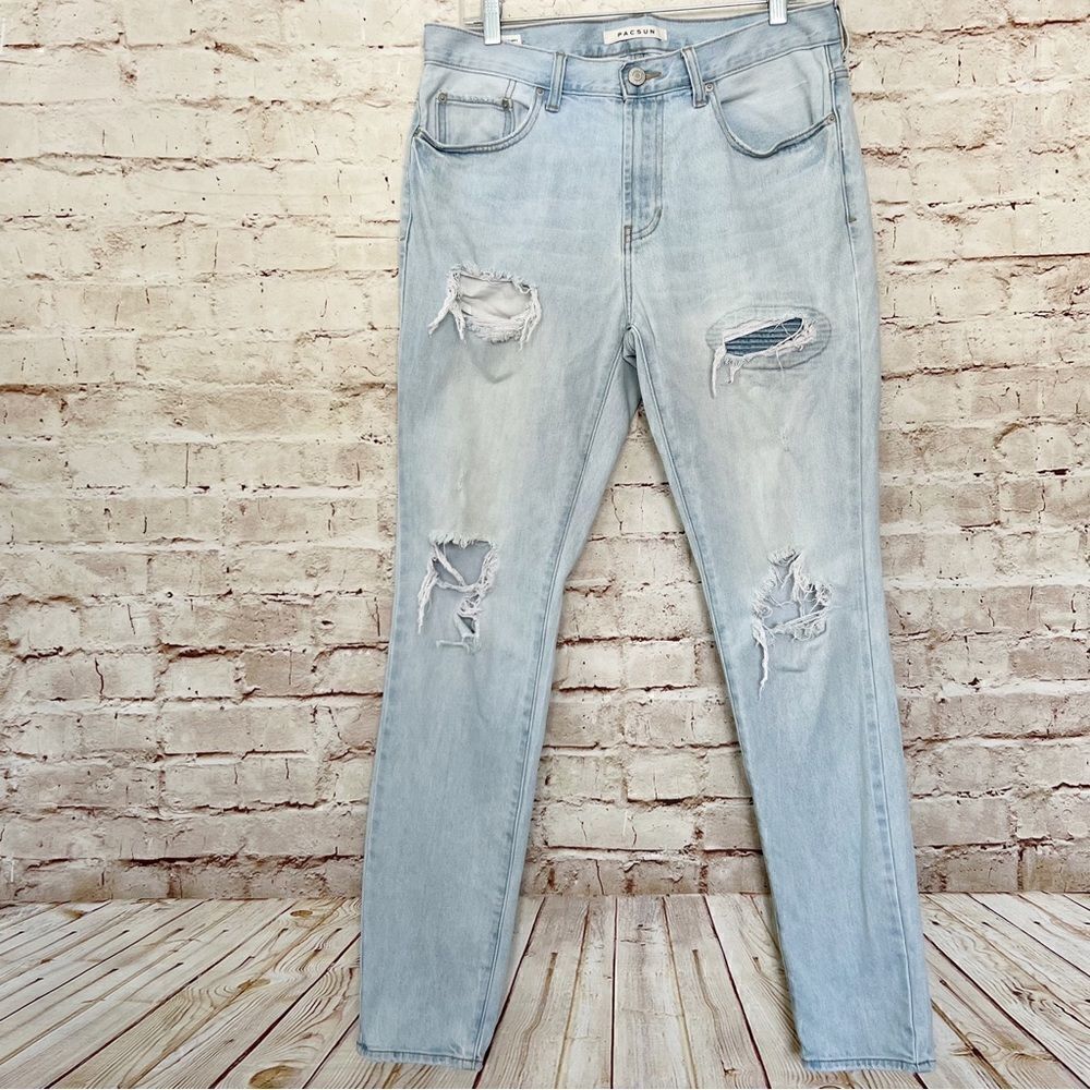 Pacsun mens stacked skinny jeans distressed
